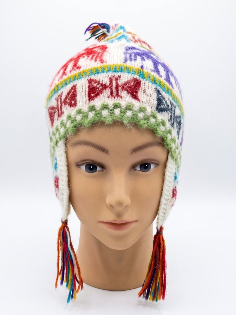 Hand-Knit Alpaca Chullo Hat – Sacred Condor Design – Warm Andean Winter Style